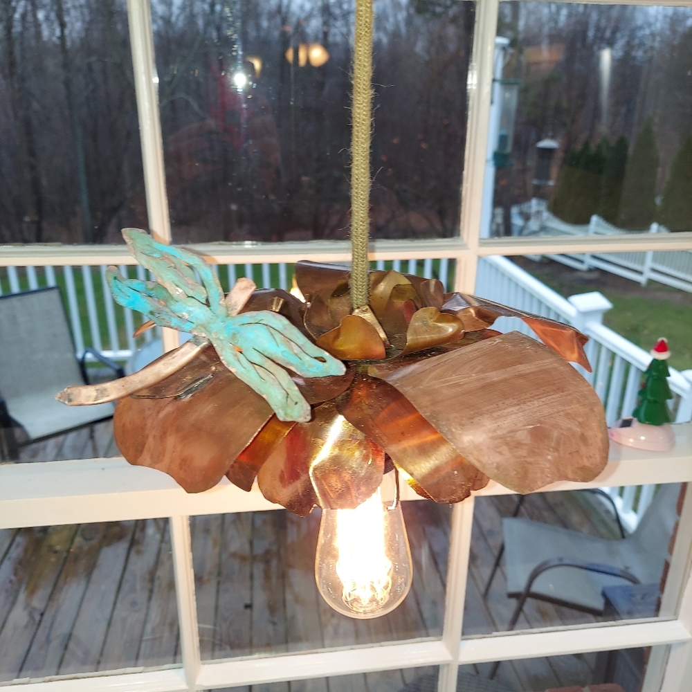 Handcrafted copper pendant light